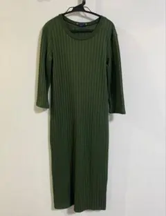 ZARA オリーブグリーン リブニットワンピース