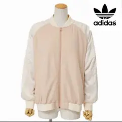 【美品】アディダス ラインストーン ジップアップ ピンク ベージュ 完売品　S