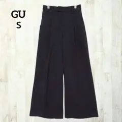 ジーユー ワイドパンツ クロップド (Ｓ) 黒 シンプル きれいめ オフィス
