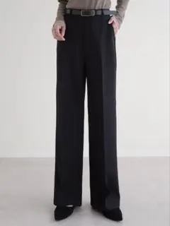 Re:EDIT カットツイルセンタープレスカラースラックス　ブラック　AMサイズ