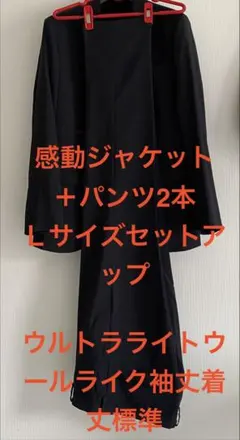 感動ジャケット＋パンツ2本　セットアップ　ウルトラライトウールライク袖丈着丈標準