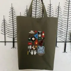 手刺繍　大きめトートバッグ/エコバッグ　キャンプ