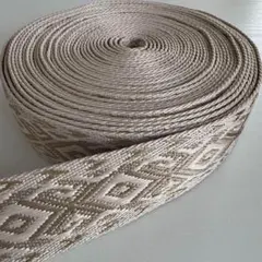 Z51【4.7m～5m】綿ポリ素材バッグ紐/ゴールドネイティブ/幅3.8cm