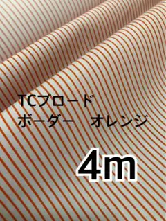 4m 2点のみ　オレンジボーダー　TCブロード ハギレ　生地