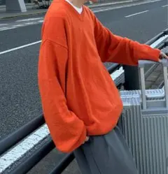 nuguオレンジ Vネック ニット セーター