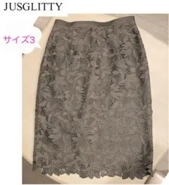 ジャスグリッティー JUSGLITTY 花柄 レース タイトスカート 膝丈 L