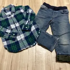 チェック柄シャツとデニムパンツセット　GAP