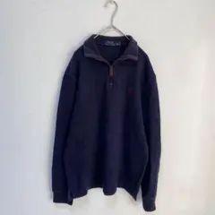 【POLO RALPH LAUREN】ハーフジップ　スエット　ロゴ刺繍【S】古着