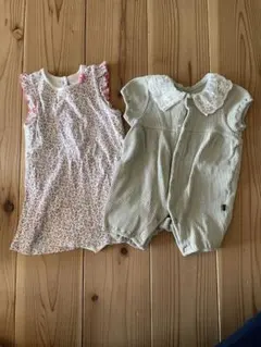 プチバトー & futafuta ロンパース 2枚セット 70 80 花柄
