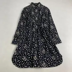 サンローランパリ ワンピース 星　スター　シャツワンピース ブラック×ホワイト