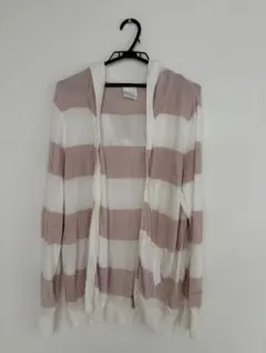 GELATO PIQUE フード付きカーディガン ピンクストライプ