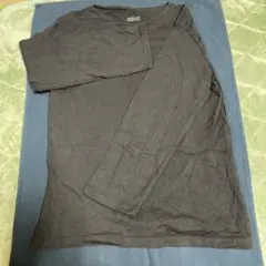ダークグレー コットン 七分袖Tシャツ