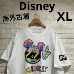 海外古着　ディズニー　Disney ミッキー　ホワイトTシャツ　サイズXL