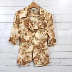 レディース　花柄　シャツ　透け感　フリーサイズ　イエロー系　NO.1051