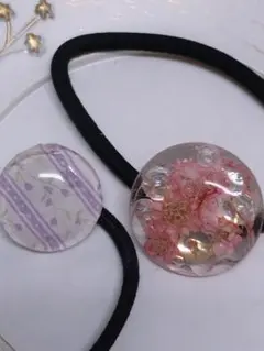 値下げ！新品　ハンドメイドヘアゴム　2点　プレゼントに！