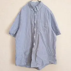 GEORGE （ジョージ）ブルーストライプ 半袖シャツ【L】綿100% 古着