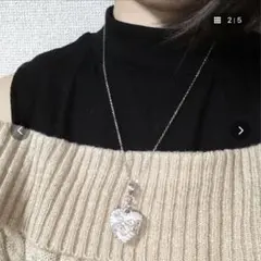 訳あり　スワロフスキー　ハート　ネックレス　ハンドメイド