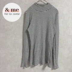 MOUSSY マウジー　モックネックリブニット　長袖　ロング丈　総柄　ボーダー
