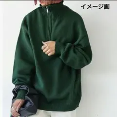 ハーフジップ ニット レディース