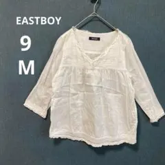 EASTBOYイーストボーイ M コットン フリル　七分袖 ブラウス　Vネック
