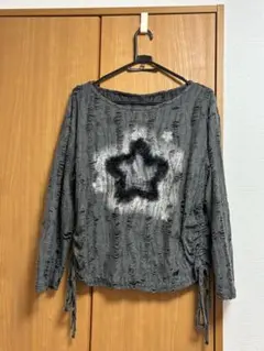 夏服 長袖 シャツ リボン y2k ダメージ加工