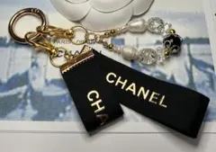 CHANELリボンチャーム キーホルダー 天然石チャーム