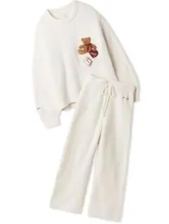 ジェラートピケ♡ベビモコベアさがらプルオーバー＆ロングパンツセット アイボリー