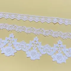 ケミカルレース 花柄 白 3本セット