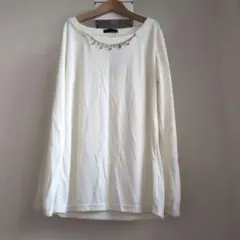 難あり ビジュー付き カットソー おしゃれ キラキラ Ｍ 卒業式 入学式