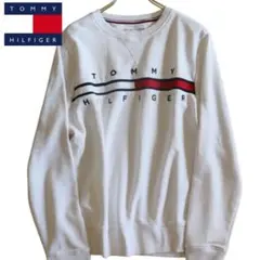 【TOMMY HILFIGER】スウェット　トレーナー　フラグロゴ　白　L★
