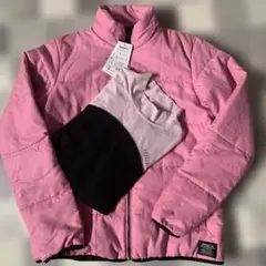新品タグ付ピンクの中綿ブルゾンと中古モックネックシャツのセット　Kasco