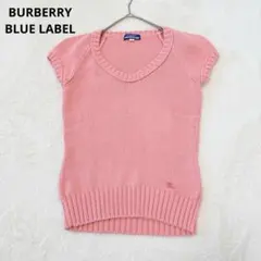 バーバリーブルーレーベル ニット セーター 刺繍 綿 洗える 38 ピンク