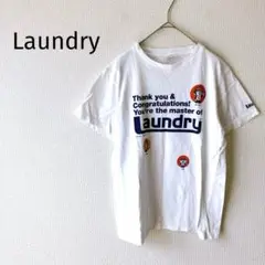 Z＊ランドリー＊ 半袖Tシャツ S ロゴプリント 丸襟 白 綿100％ 日本製