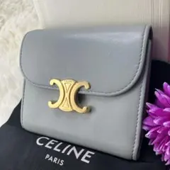 ◆美品◆ CELINE スモール フラップウォレット トリオンフ アイスブルー TRIOMPHE セリーヌ CELINE トリオンフ スモール フラップ