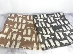 ハンドメイド　ランチョンマット　プチクマさんツイルプリント2枚セット44x39
