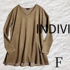 セール中◆INDIVI 長袖 カットソー スエード調 Vネック チェニック