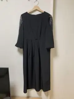 merlot plus ブラックドレス Lサイズ レース袖