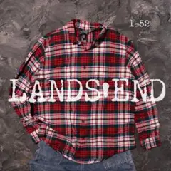 LANDS’END ネルシャツ チェック　レッド　グリーン　ホワイト