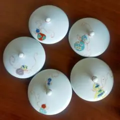 【宮内庁御用達 深川製磁】絵変り花ひょうたん 汲出碗揃（蓋付湯呑 五客セット）