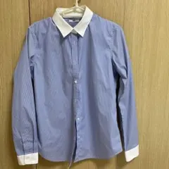 UNIQLO M 長袖シャツ 青と白のストライプ