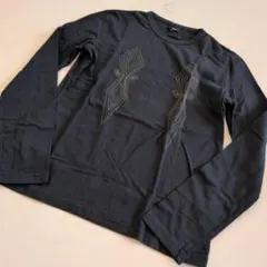 ジャストカヴァリ 幾何学模様刺繍 ブラック 長袖Tシャツ