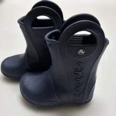 美品 crocs ネイビー 長靴 軽量 C8 15.5cm