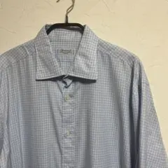 Charvet 水色 チェック柄 長袖シャツ 16 1/2