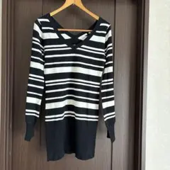 【C.O.L.Z.A 】黒白ストライプ 長袖ニット M