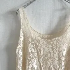 used 花柄レースノースリーブ ベージュ シースルー 春服 レイヤード 古着