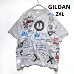 ギルダンGILDAN 企業ロゴ総柄Tシャツ ピグキャラ オーバーサイズ2XL