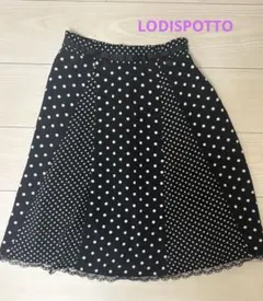 LODISPOTTO ドット柄フレアスカート 黒と白