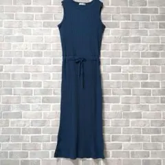 リブニットワンピース　Мノースリーブ タイト ロング ワンピース　美品