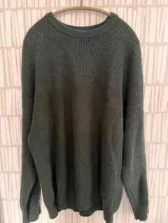 GAP ダークグリーン L リブ編みセーター