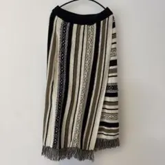 ニットフリンジ付きロングスカート